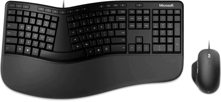 Комплект (клавиатура + мышь) Microsoft Wired Ergonomic keyboard & Ergonomic mouse, Black