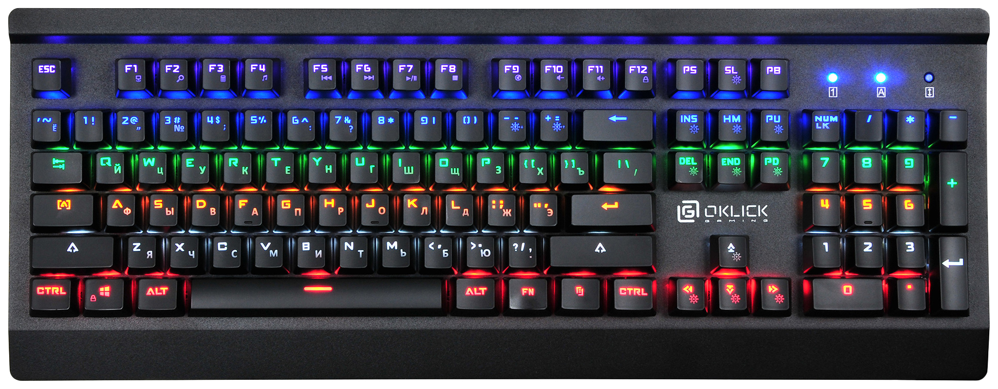 Клавиатура Оклик 920G IRON EDGE механическая черный USB for gamer LED