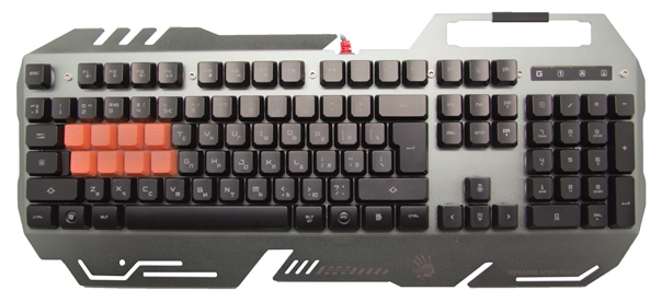 Клавиатура A4Tech Bloody B418 серый USB Multimedia for gamer LED (подставка для запястий)