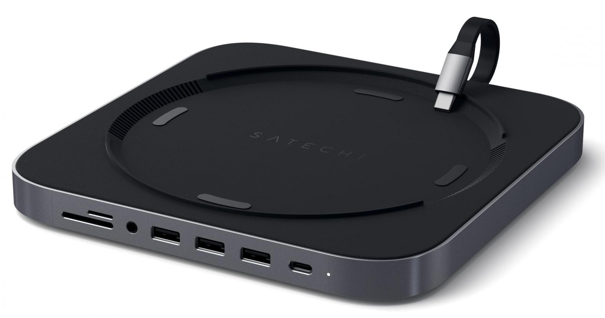 USB док станция с подставкой Satechi Mac Mini Stand & Hub для Mac Mini серый космос.