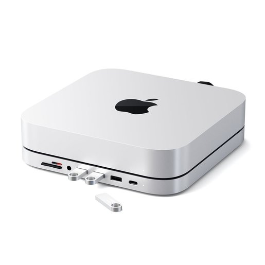 USB док станция с подставкой Satechi Mac Mini Stand & Hub для Mac Mini серебристый.