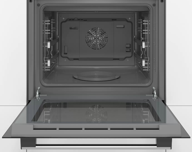 Электрический духовой шкаф Bosch Serie 6 HIJ517YS2R [66 л, оч. паром, гриль, конв., сенсор, утапл. ручки, дисплей, серебристый, черный]