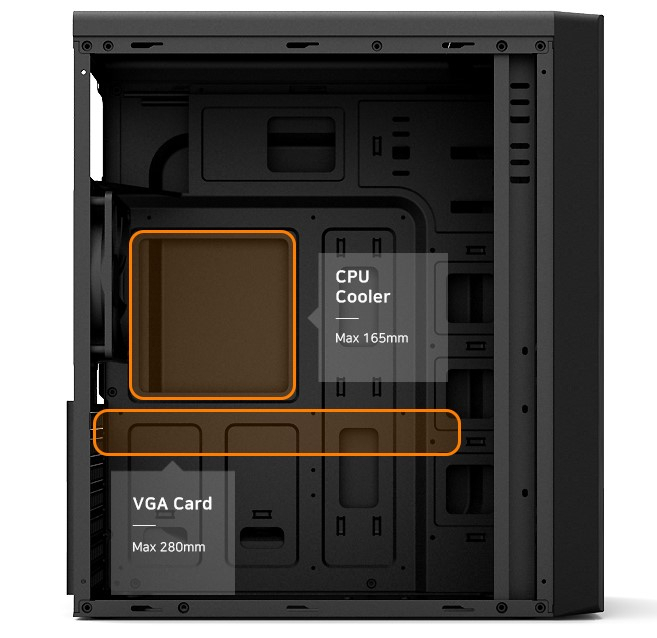 Корпус ZALMAN T6 VGA Card 280 Max; CPU Cooler 165mm Max MidiTower без Б/П ATX MicroATX MiniITX Цвет черный T6