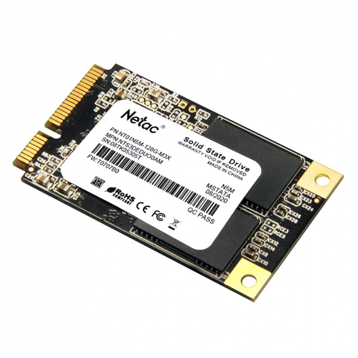 SSD mSATA Netac 128Gb N5M Series <NT01N5M-128G-M3X> Retail (SATA3, up to 510/440MBs, 3D NAND, 70TBW)