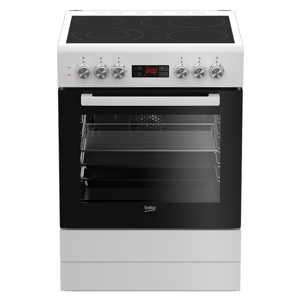Электрическая плита Beko FSM67320GWS [60 см, стеклокерамика, конфорок - 4, 65 л, гриль, конвекция, ящик, дисплей, белый]