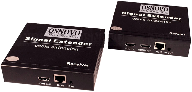 Комплект OSNOVO (передатчик + приемник) для передачи HDMI, ИК управления, RS232 по сети Ethernet