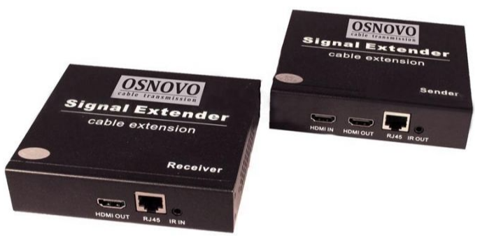 Комплект OSNOVO (передатчик + приемник) для передачи HDMI, ИК управления, RS232 по сети Ethernet