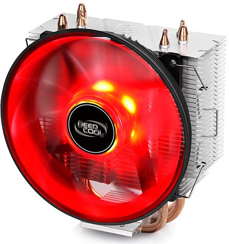 Кулер DEEPCOOL GAMMAXX300R LGA1366/1156/55/51/50/775/FM2+/FM2/FM1/AM3+/AM3/AM2+/AM2/AM4 (24шт/кор, TDP 130Вт, PWM, Red Led, 3 тепл. трубки прямого контакта,120мм вент-р,17.8~21dB(A)) RET