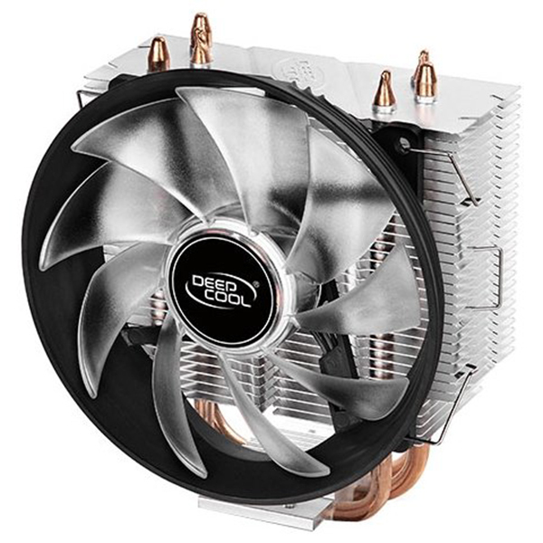 Кулер DEEPCOOL GAMMAXX300R LGA1366/1156/55/51/50/775/FM2+/FM2/FM1/AM3+/AM3/AM2+/AM2/AM4 (24шт/кор, TDP 130Вт, PWM, Red Led, 3 тепл. трубки прямого контакта,120мм вент-р,17.8~21dB(A)) RET