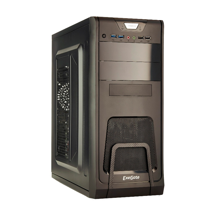 Корпус Miditower ExeGate CP-603 Black, ATX, <без БП>, 2*USB+2*USB3.0, Audio