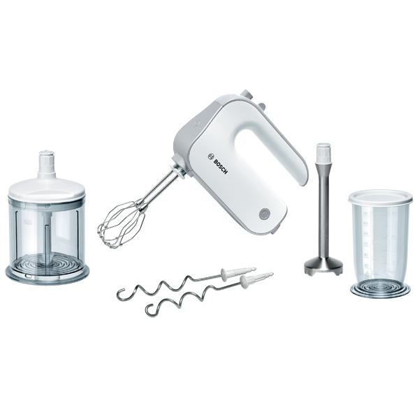 Миксер Bosch MFQ 4080 Styline [500 Вт, ручной, скоростей - 5, корпус - пластик, насадок - 6 шт, турборежим, белый, серый]