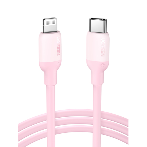 Кабель UGREEN US387 (60625)  USB-C to Lightning Silicone Cable.  Длина 1 м. Цвет: розовый