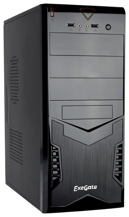 Корпус Miditower ExeGate CP-601 Black, ATX, <CP500W, 80mm>, 2*USB, Audio