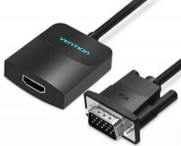 Конвертер VGA (M) - HDMI (F) + jack 3,5, 0.15м, Vention, Черный [ACNBB] доп. питание от USB
