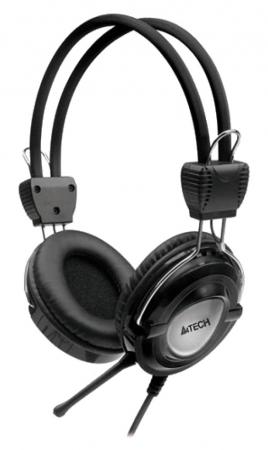 Наушники A4tech HS-19-1 Iron Grey [накл, откр, микр, рег. гром, 20-20000Гц, каб 2м, штекер 3.5мм]