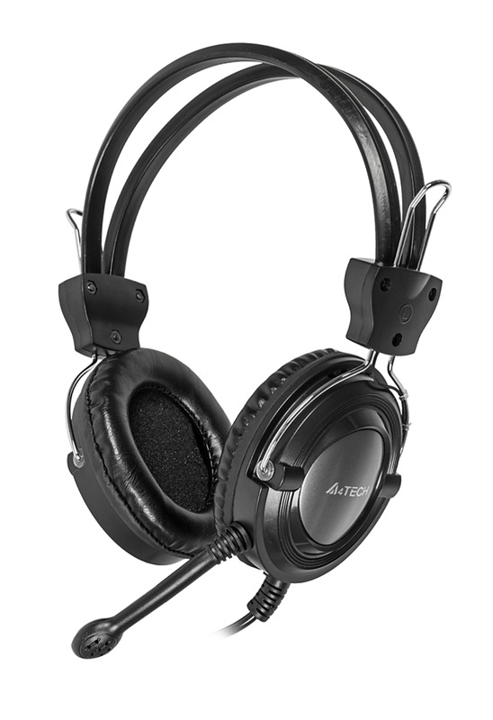 Наушники A4tech HS-19-1 Iron Grey [накл, откр, микр, рег. гром, 20-20000Гц, каб 2м, штекер 3.5мм]