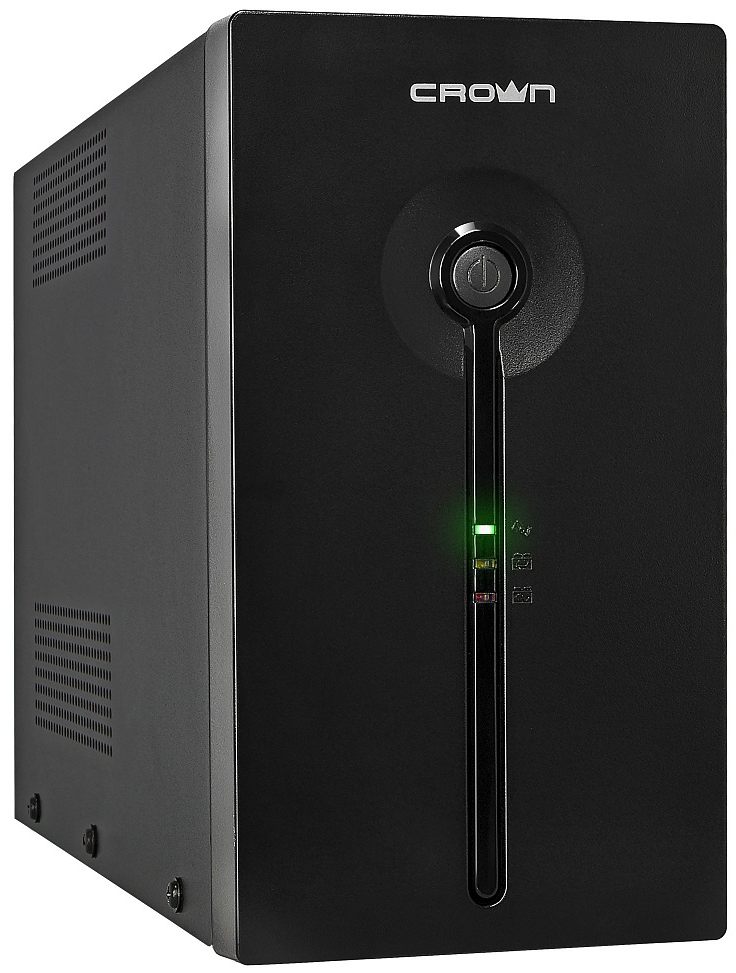 UPS CROWN 1500VA/900W, металл, 2x12V/9AH, розетки 4*EURO+1*IEC bybass, трансформатор AVR 140-290V, съёмный кабель 1.8 м, фильтр телефонной и ethernet линии RJ-11/45, USB-порт, защита батареи, от перегрузки, от КЗ, ПО