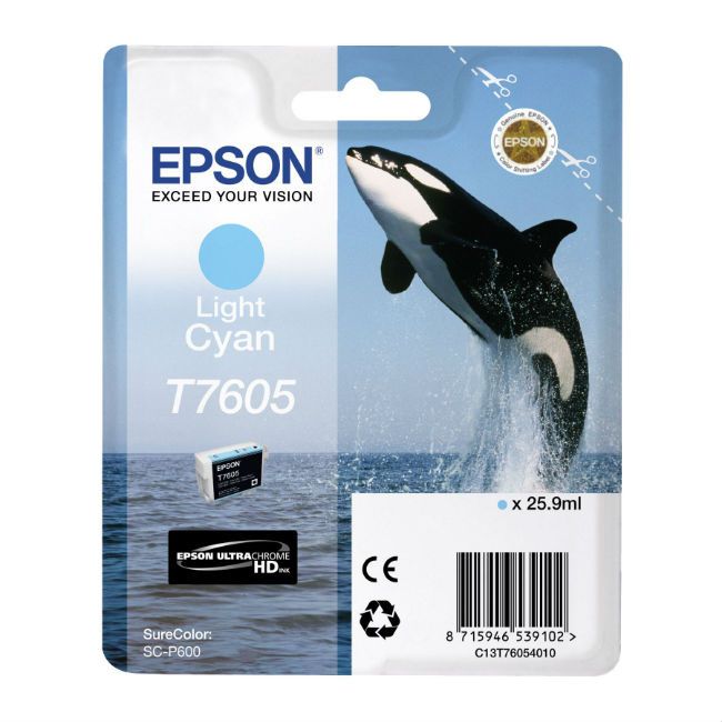Картридж струйный Epson T7605 C13T76054010 светло-голубой (2400стр.) (25.9мл)