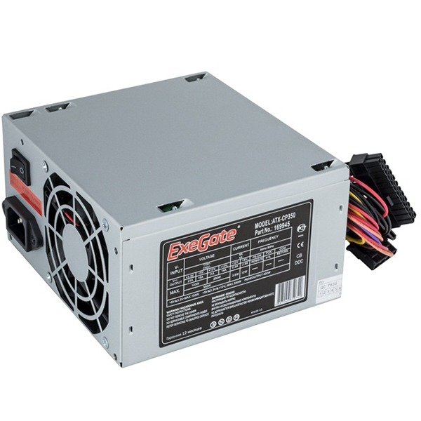 Блок питания 350W ExeGate CP350, ATX, 8cm fan, 24p/4p, 3*SATA, 2*IDE, FDD