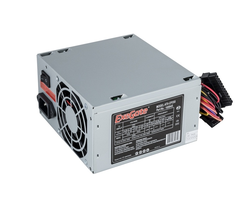 Блок питания 350W ExeGate CP350, ATX, 8cm fan, 24p/4p, 3*SATA, 2*IDE, FDD