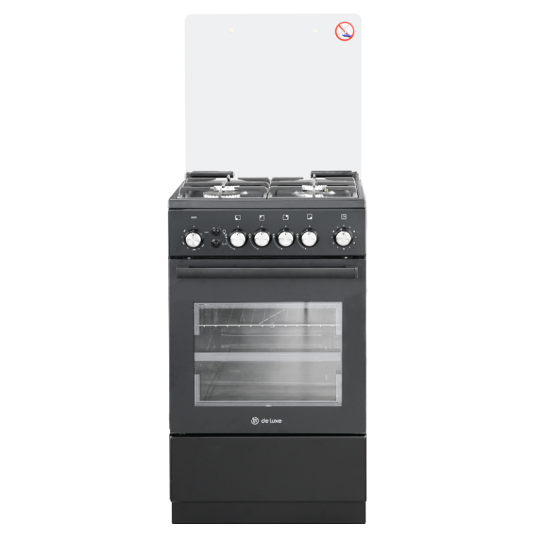 Плита Газовая De Luxe 5040.40г (кр) ЧР-015 черный (стеклянная крышка) реш.чугун