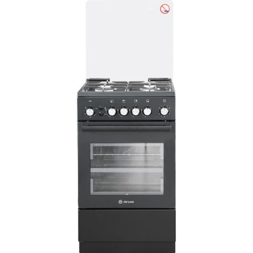 Плита Газовая De Luxe 5040.40г (кр) ЧР-015 черный (стеклянная крышка) реш.чугун