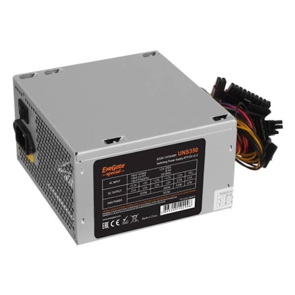 Блок питания ExeGate UNS350 350 Вт [ATX vATX 12V 2.3, EPS12V, 120x120][ES261566RUS]