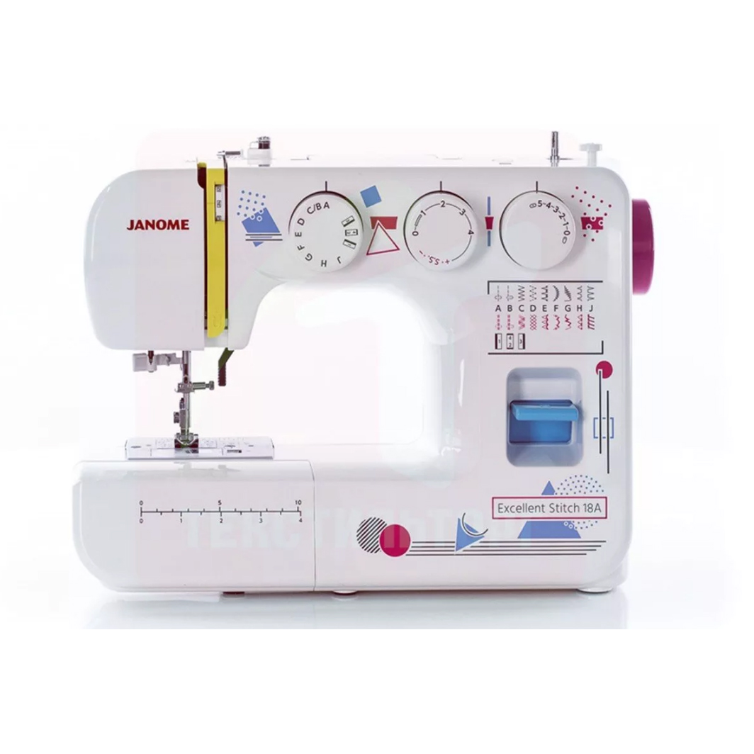 Швейная машина Janome Excellent Stitch 18A [электромеханическая, челнок - горизонтальный, швейных операций - 19, петля - полуавтомат]
