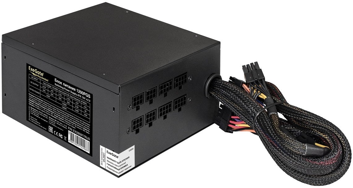 Блок питания ExeGate Gaming Standard 1200PGS 1200 Вт [ATX vATX 12V 2.3, APFC, SM, 140x140] EX285977