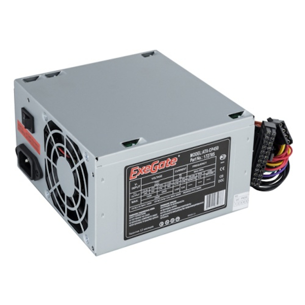 Блок питания 450W ExeGate CP450, ATX, 8cm fan, 24p+4p, 3*SATA, 2*IDE, FDD