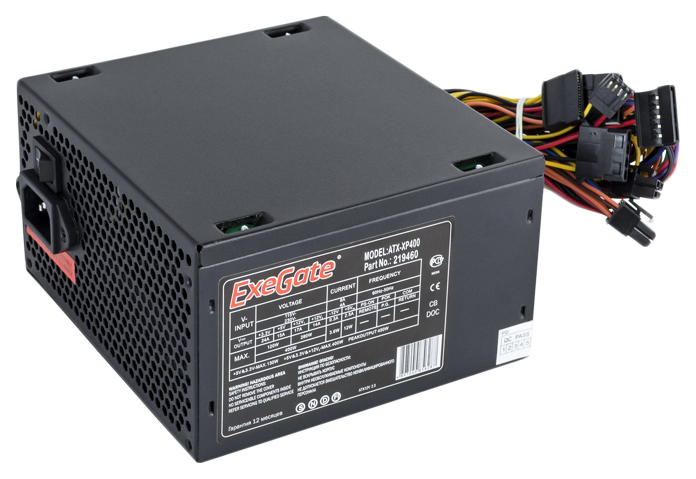 Блок питания ExeGate XP400 400 Вт [ATX vATX 12V 2.3, EPS12V, 120x120][EX219459RUS]