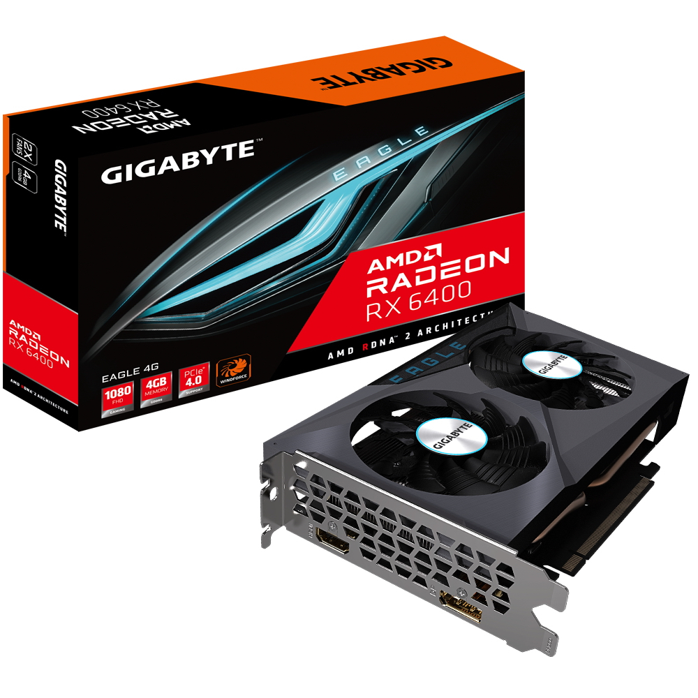 Видеокарта GIGABYTE RX6400 4GB GDDR6 GV-R64EAGLE-4GD