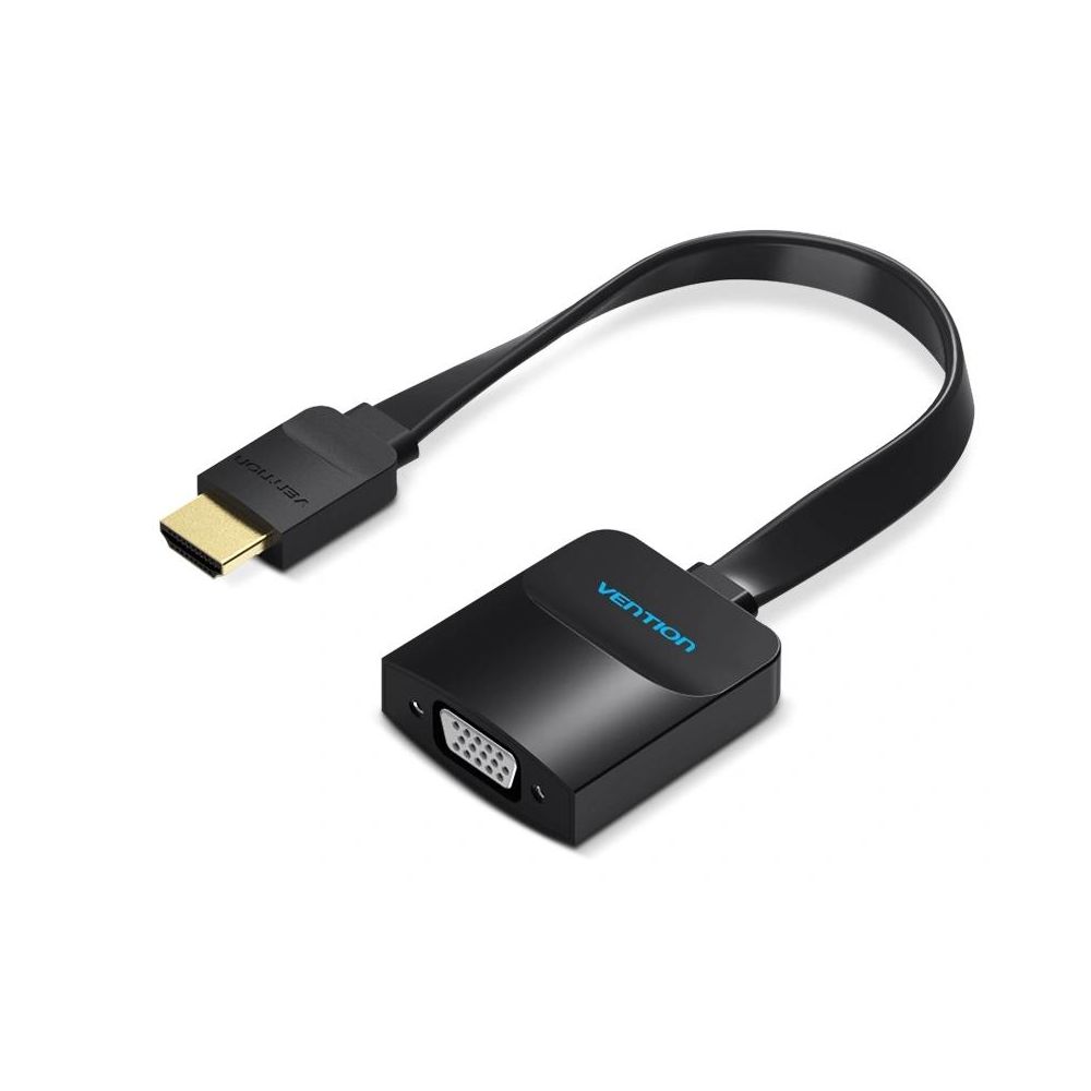 Переходник HDMI (M) - VGA (F) + jack 3,5, 0.15м, Vention, Черный [ACKBB] доп. питание от USB, плоский