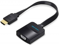 Переходник HDMI (M) - VGA (F) + jack 3,5, 0.15м, Vention, Черный [ACKBB] доп. питание от USB, плоский