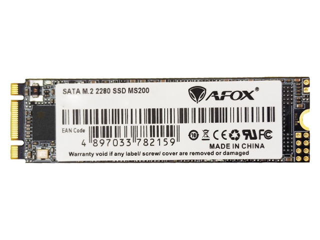250 ГБ SSD M.2 накопитель AFOX MS200 [SATA 3, чтение - 550 Мбайт/сек, запись - 500 Мбайт/сек]