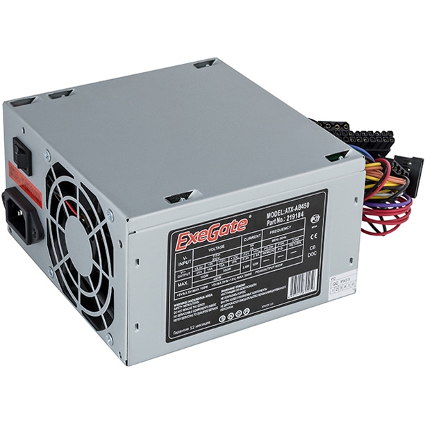Блок питания 450W ExeGate AB450, ATX, 8cm fan, 24p+4p, 3*SATA, 2*IDE, FDD