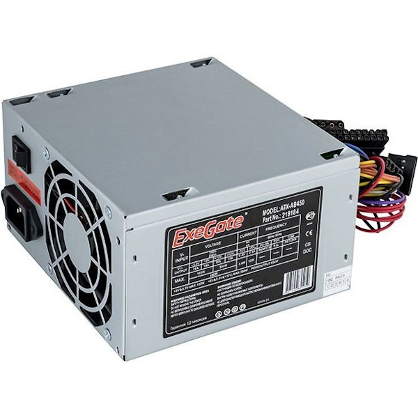 Блок питания 450W ExeGate AB450, ATX, 8cm fan, 24p+4p, 3*SATA, 2*IDE, FDD