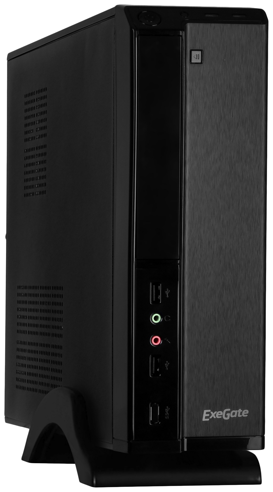 Корпус MiniITX ExeGate MI-207 Black, miniITX/mATX, <M350, 80mm>, 2*USB, Audio