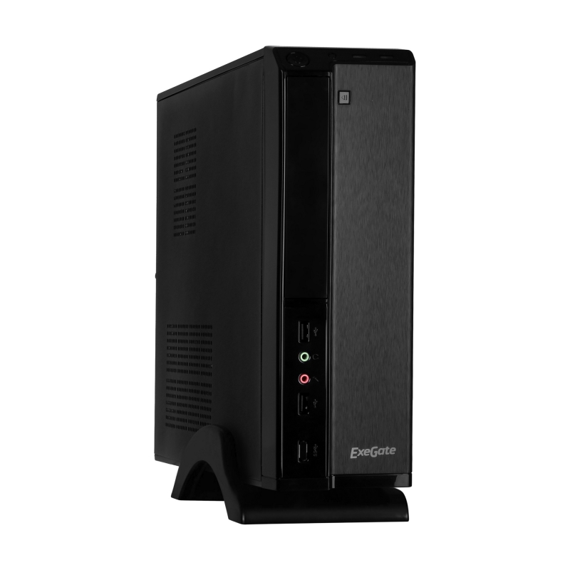 Корпус MiniITX ExeGate MI-207 Black, miniITX/mATX, <M350, 80mm>, 2*USB, Audio