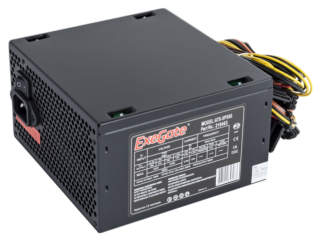 Блок питания ExeGate XP500 500 Вт [ATX vATX 12V 2.3, EPS12V, 120x120][EX219463RUS]