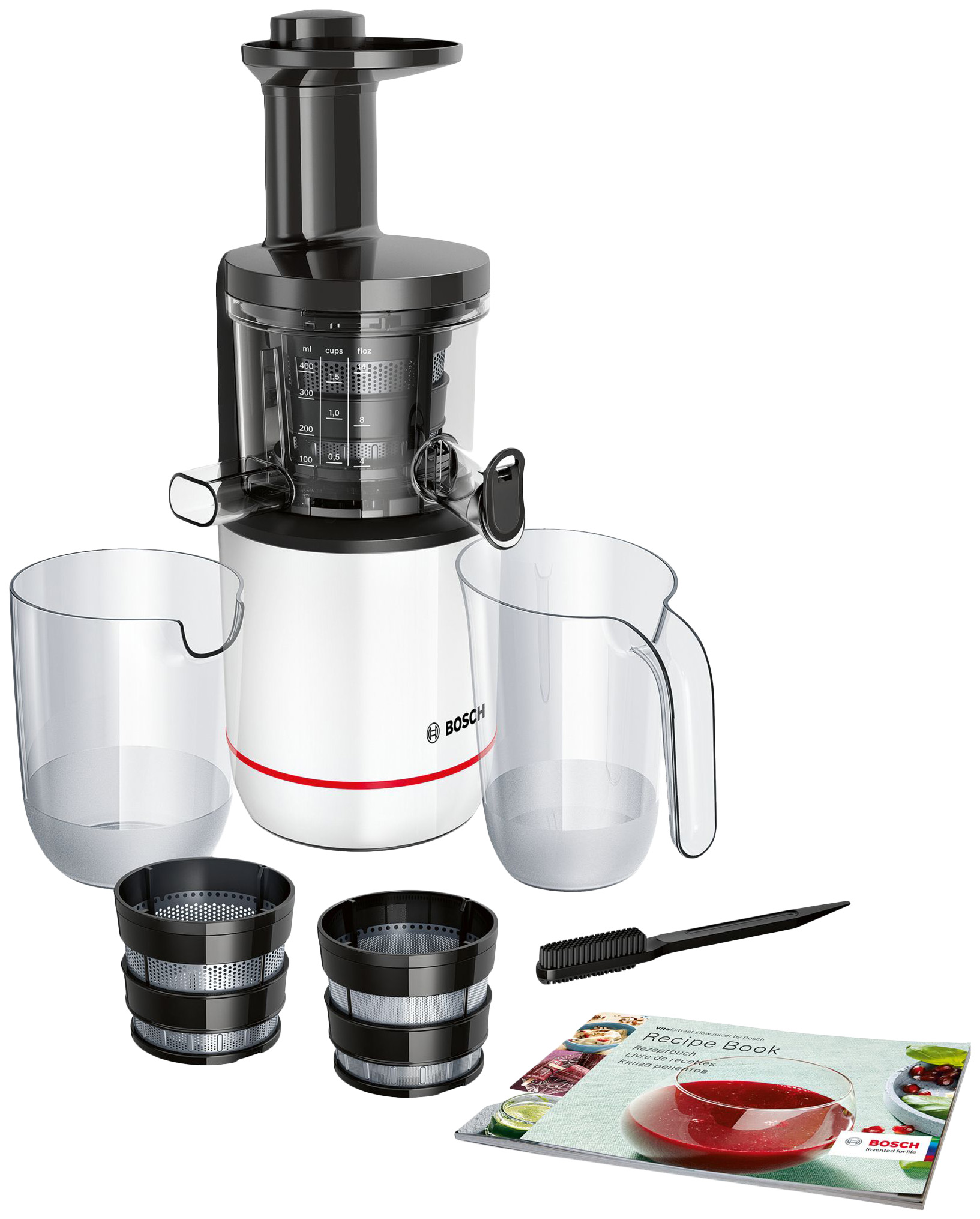 Соковыжималка электрическая BOSCH MESM500W белый [150 Вт, шнековая, скоростей - 1, резервуар для сока - 1000 мл, корпус - пластик]