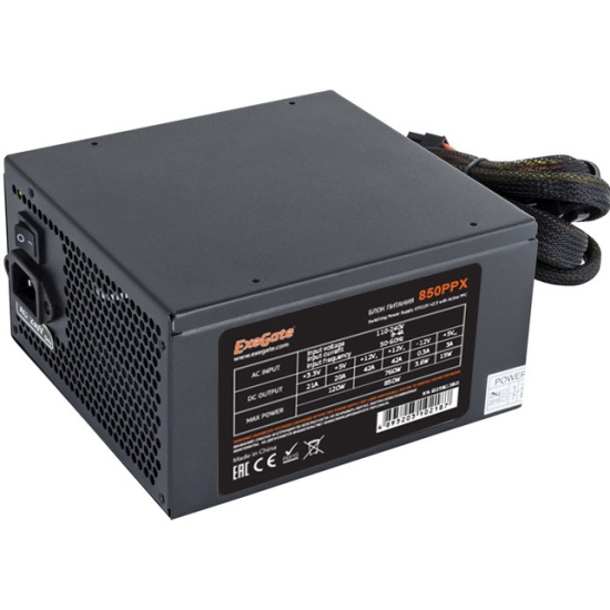 Блок питания ExeGate 850PPX 850 Вт [ATX vATX 12V 2.3, APFC, 140 x 140][EX259613RUS-S]