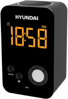 Радиобудильник Hyundai H-RCL300  [питание от сети + аккум, настр. частоты цифр., без проектора, BT/USB, черный]