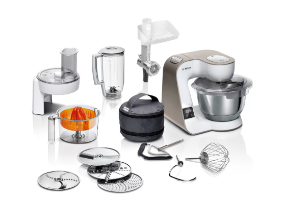 Кухонная машина Bosch MUM5XW40 [1000 Вт, чаша - 3.9 л, соковыжималка, мясорубка, блендер, терка, белый, бежевый]