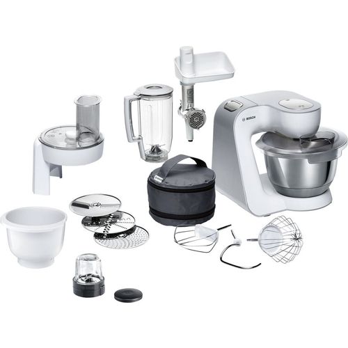 Кухонный комбайн Bosch MUM58257 [1000 Вт, чаша - 3.9 л, мясорубка, блендер, терка, белый, серебристый]