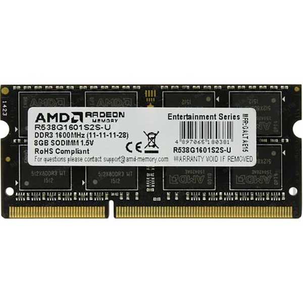 Оперативная память DDR3 8Gb 1600MHz AMD OEM PC3-12800 CL11 SO-DIMM R538G1601S2S-U