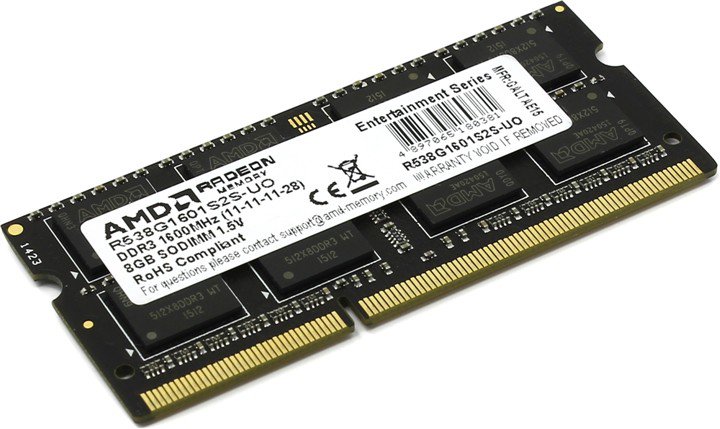 Оперативная память DDR3 8Gb 1600MHz AMD OEM PC3-12800 CL11 SO-DIMM R538G1601S2S-U