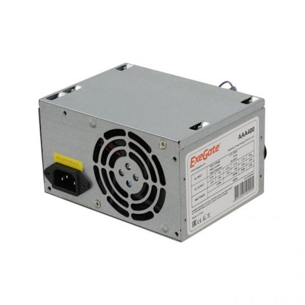 Блок питания 400W ExeGate AAA400, ATX, SC, 8cm fan, 24p+4p, 2*SATA, 1*IDE