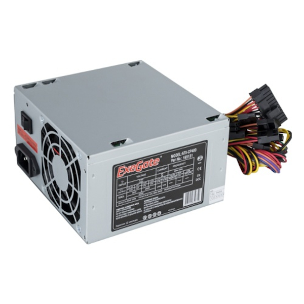 Блок питания 400W ExeGate CP400, ATX, SC, 8cm fan, 24p+4p, 3*SATA, 2*IDE, FDD