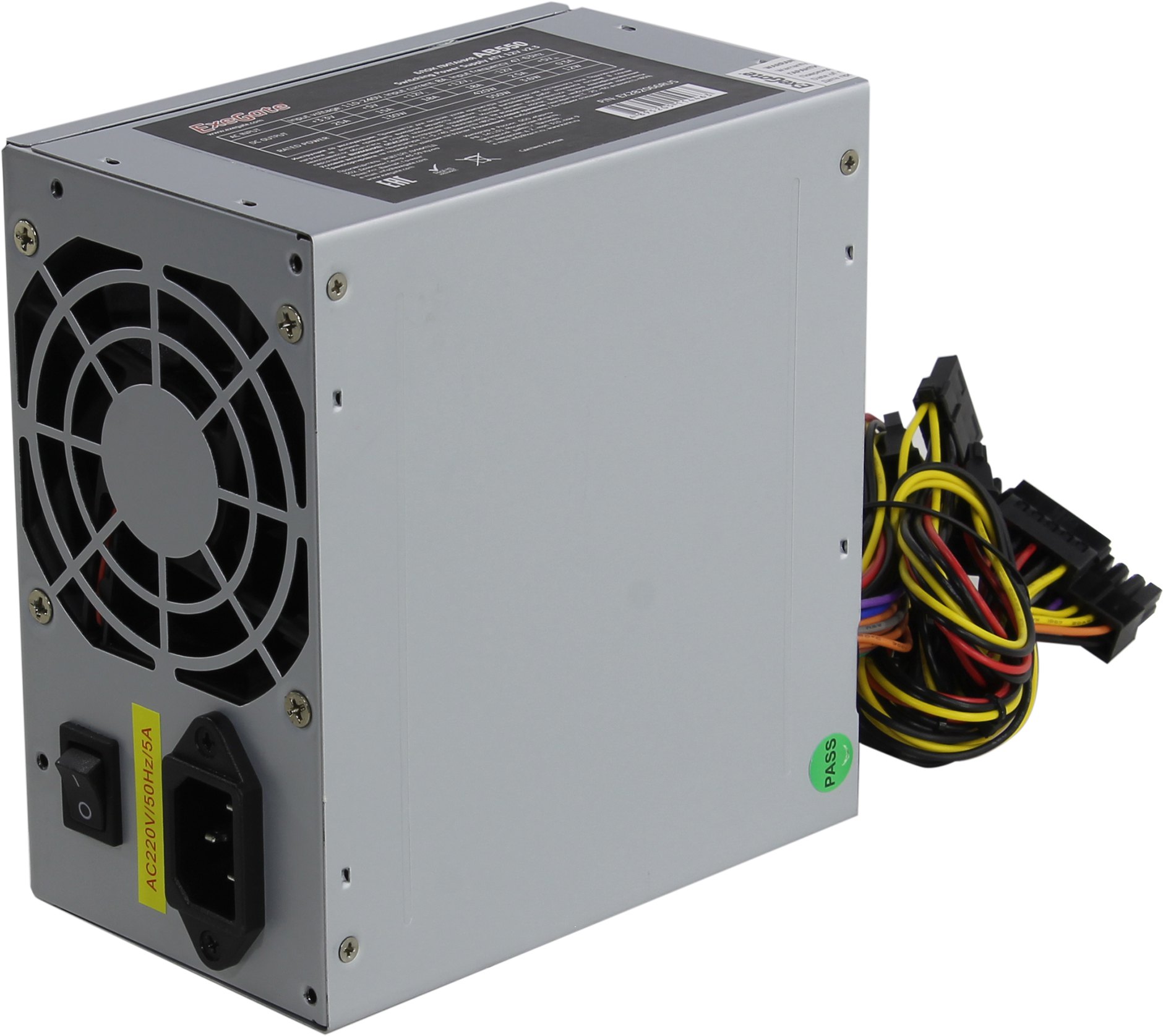 Блок питания 550W ExeGate AB550, ATX, SC, 8cm fan, 24p+4p, 3*SATA, 2*IDE, FDD